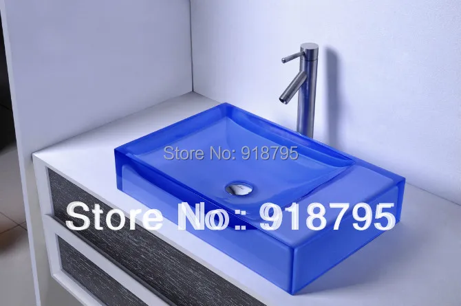 مستطيلة لسفينة مرحاض الغرور بالوعة الحمام الراتنج مكافحة الأعلى فوق عداد الملونة مغسلة RS38247-590