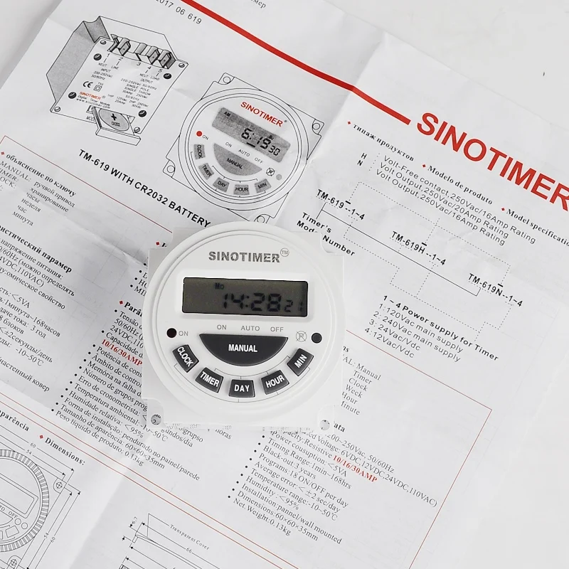 16A 110V AC TM-619H-1 7 дней в неделю цифровой программируемый таймер переключатель реле времени Выход 120V Напряжение Съемная Тип батареи