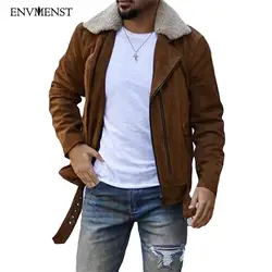 Env men st 2018 зимняя куртка мужская верхняя одежда толстая теплая молния Turn-Down Воротник пальто средняя обычная длина мужская куртка размер M-3XL