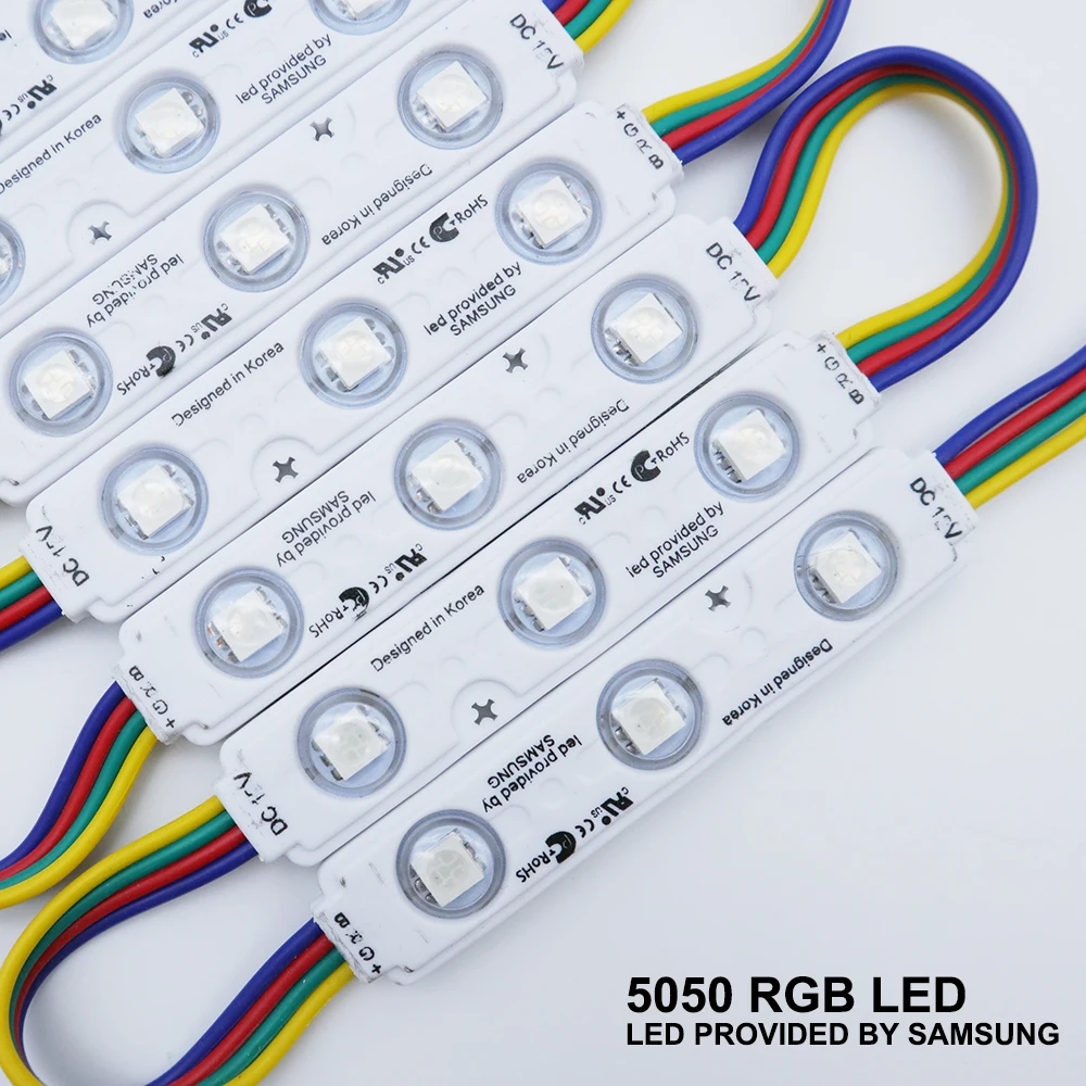 20 шт. DC 12 В светодиодный модуль 5050 RGB 3 светодиодный/шт. Цветные Сменные инжекторные светодиодные модули водонепроницаемые для подсветки знака