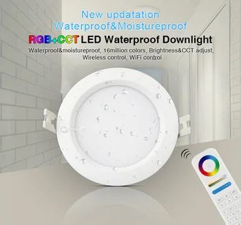 

FUT063 Mi light 6W RGB+CCT Waterproof LED Downlight CCT LED Lamp 100V~240V DC phone app 2.4G remote panel control Free shipping