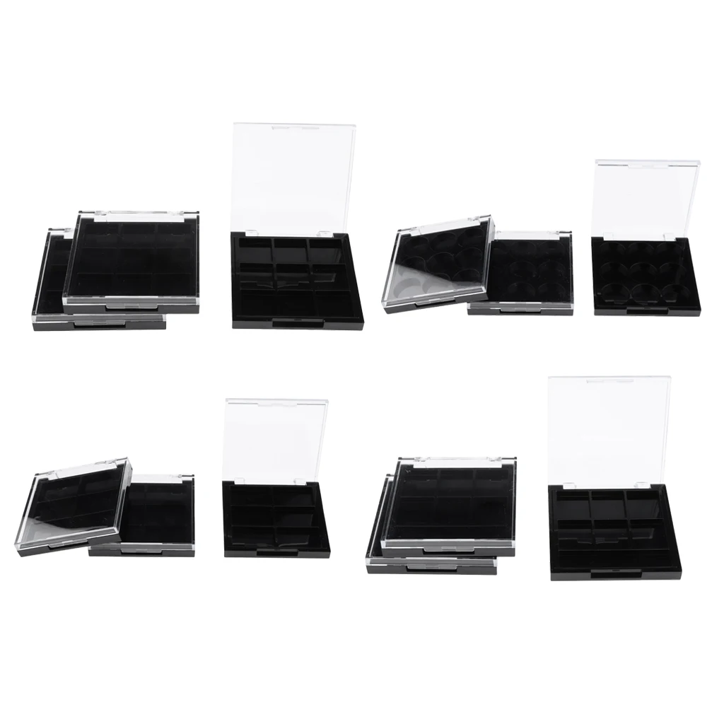 3 Pcs 9 Slots Hollow Empty Makeup Eyeshadow Palette Highlights Blusher Square Case