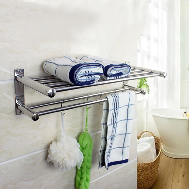 Stainless Steel Towel Holder Wall Mounted Bathroom Stainless Steel Towel Holder Wall Mounted Bathroom Shelf 50cm Need Drilling
