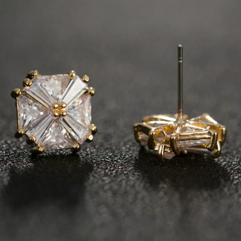 Popular Luxury Crystal Zircon Stud Classic Sliver/...
