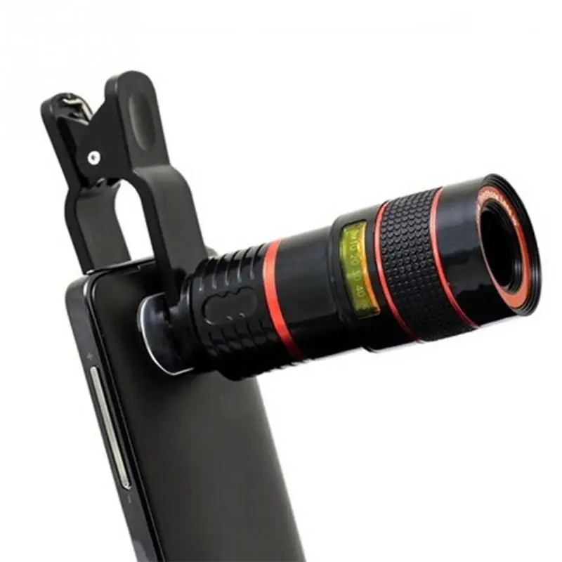 16x52 телескоп Монокуляр для пешего туризма концертный телефон объектив камеры 8X 12X зум объектив с зажимом универсальный для смартфонов samsung iPhone - Цвет: 12X