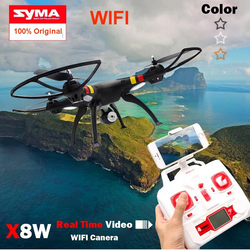 

Original Syma X8W With WiFi Real Time Video camera 2.4G 4ch 6 Axis Venture 2MP Wide Angle FPV Camera RC Quadcopter RTF In stock