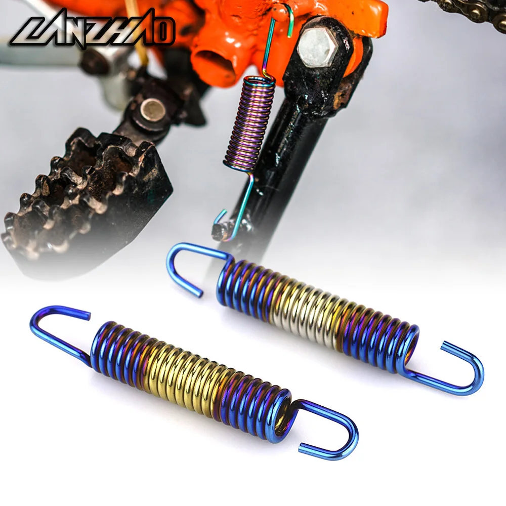 

105mm Motorcycle Bluing Stainless Steel Double Hook Side Stand Parking Return Springs for Harley Kawasaki Yamaha Piaggio Honda