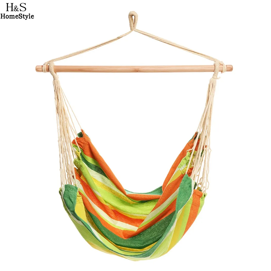 

Homdox Extra Long Confortable Durable Striped Hanging Chair Hammock with Wooden Stretcher Multicolor Hammock Load 120 kg N30*