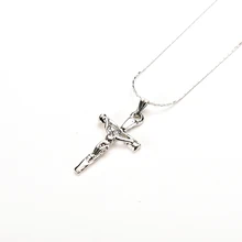 1 pc Unisex Banhado Jesus Cristo Crucifixo Espada Pingente de Colar Colar de Jóias Colares Da Moda Cruz de Prata(China)