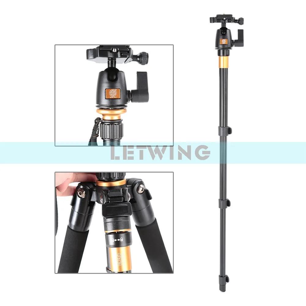 QZSD Q555 Pro Portable Magnesium Aluminum Digital Camera Tripod Monopod With Ball Head for DSLR Camera Stand Monopod