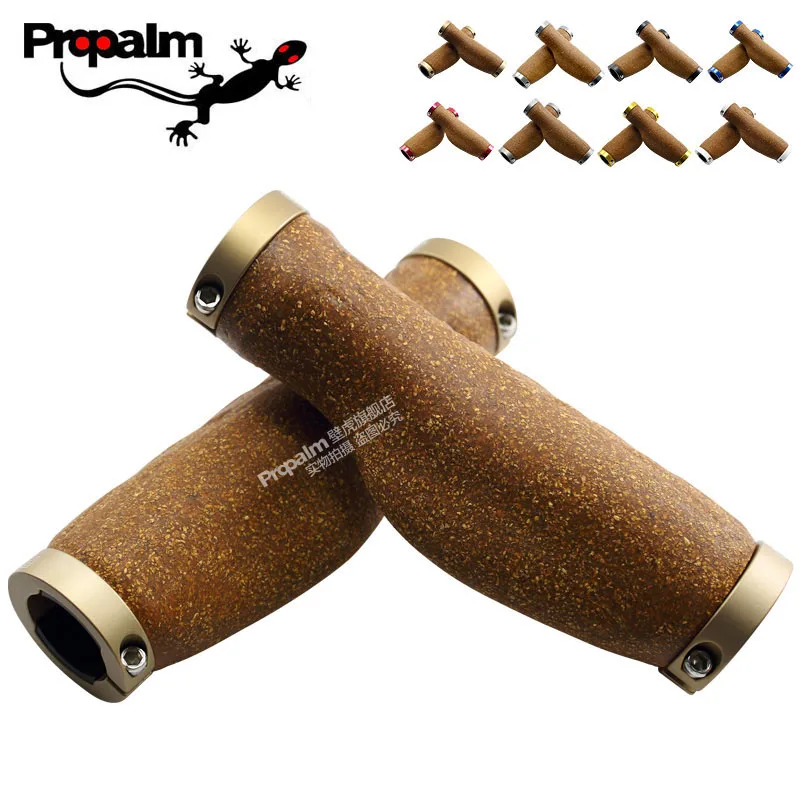 

Propalm 468CK Bike Handlebar Grips Wood Cork Material Aluminum Alloy Ring Lock on Handle Bar Sleeve Covers Bicycle Accessories