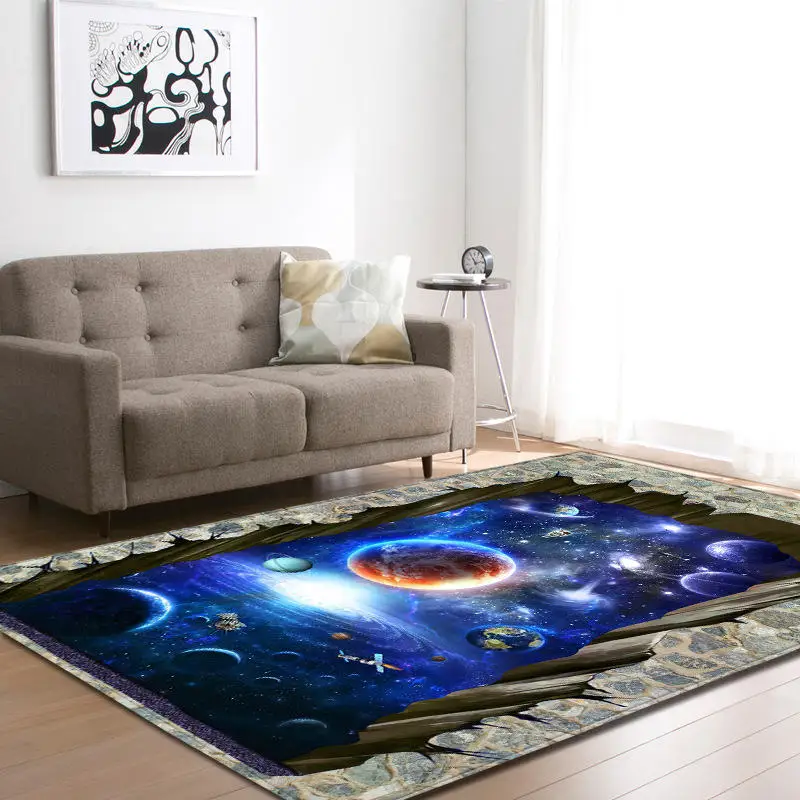 

Nordic Carpets Soft Flannel 3D Printed Area Rugs Parlor Galaxy Space Mat Rugs Anti-slip Large Rug Carpet for Living Room Decor