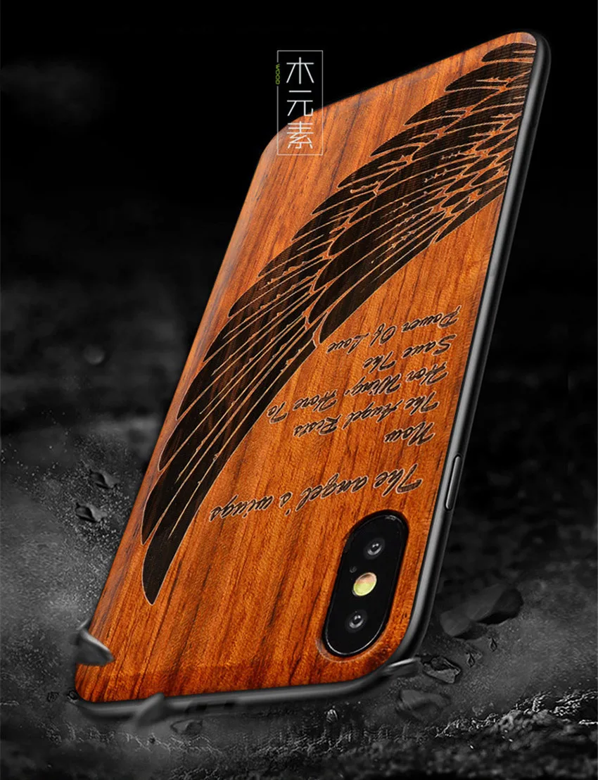 For iPhone X Case Original Boogic Real Wood funda iPhoneX Rosewood TPU Shockproof Back Cover Phone Shell For iPhone X case (8)