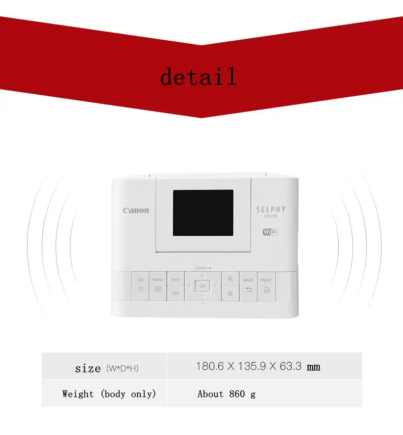  Wifi Portable Photo Printer CP1200 Home Color Mobile Photo Printer Mini for Canon Color Wireless ph