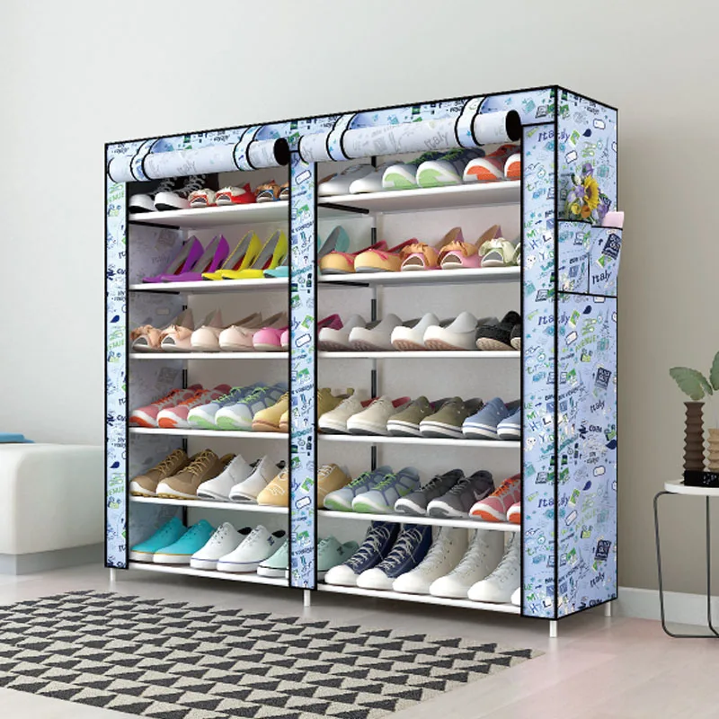 Kaidi 6 ярусов Оксфорд простая мебель многофункциональный шкаф для хранения обуви двухрядный органайзер для обуви Пылезащитная стойка для обуви - Цвет: Blue Imagination