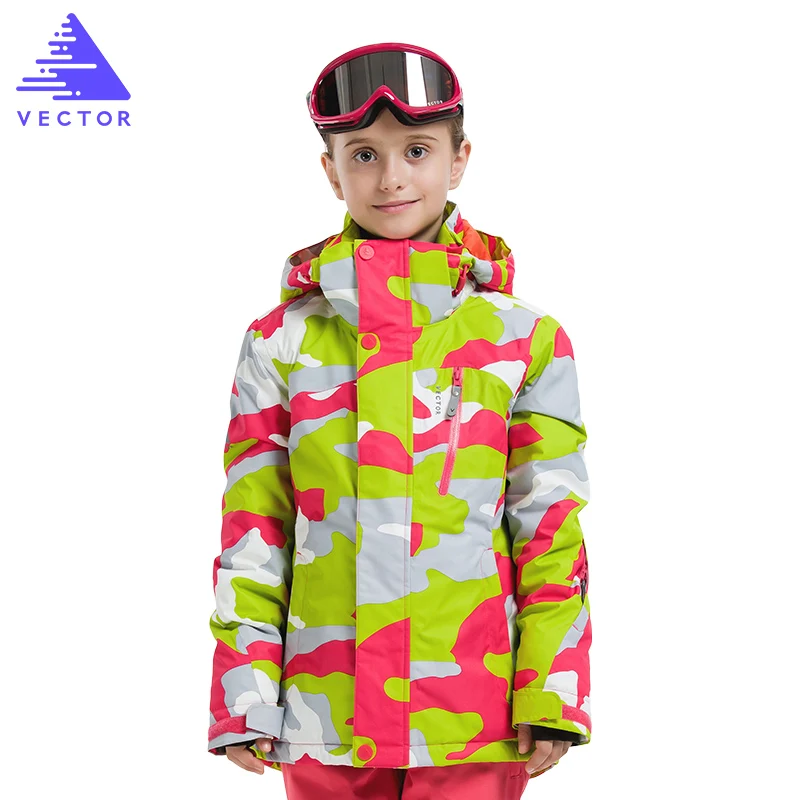 Векторные детские лыжные куртки; теплые зимние куртки для мальчиков и девочек; Водонепроницаемая Спортивная одежда для катания на лыжах и сноуборде; одежда для детей - Цвет: Girls 1