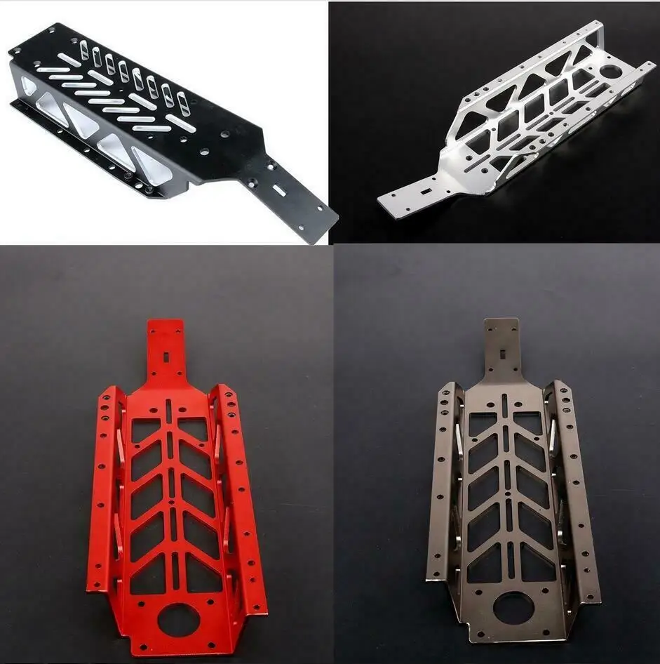 

baja CNC Metal Main Frame Chassis for 1/5 HPI Baja 5B 5T 5SC Titanium silver black