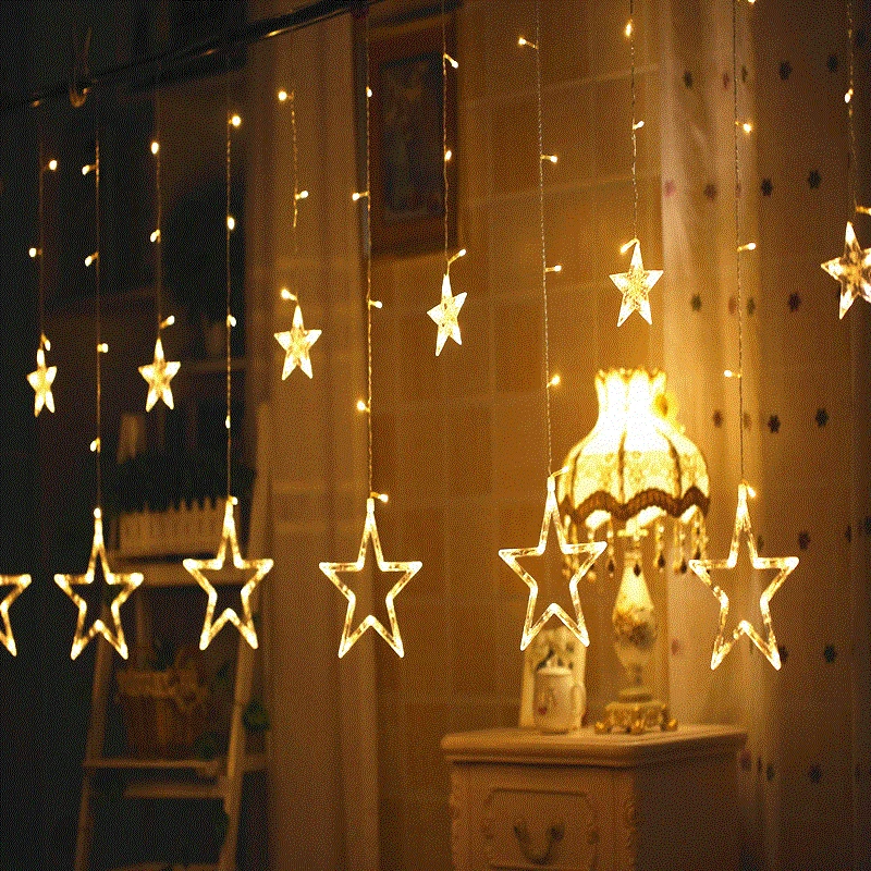 3M/2.5M led twinkle christmas lights fairy icicle flash garland star curtain light party holiday store xmas wedding decoration