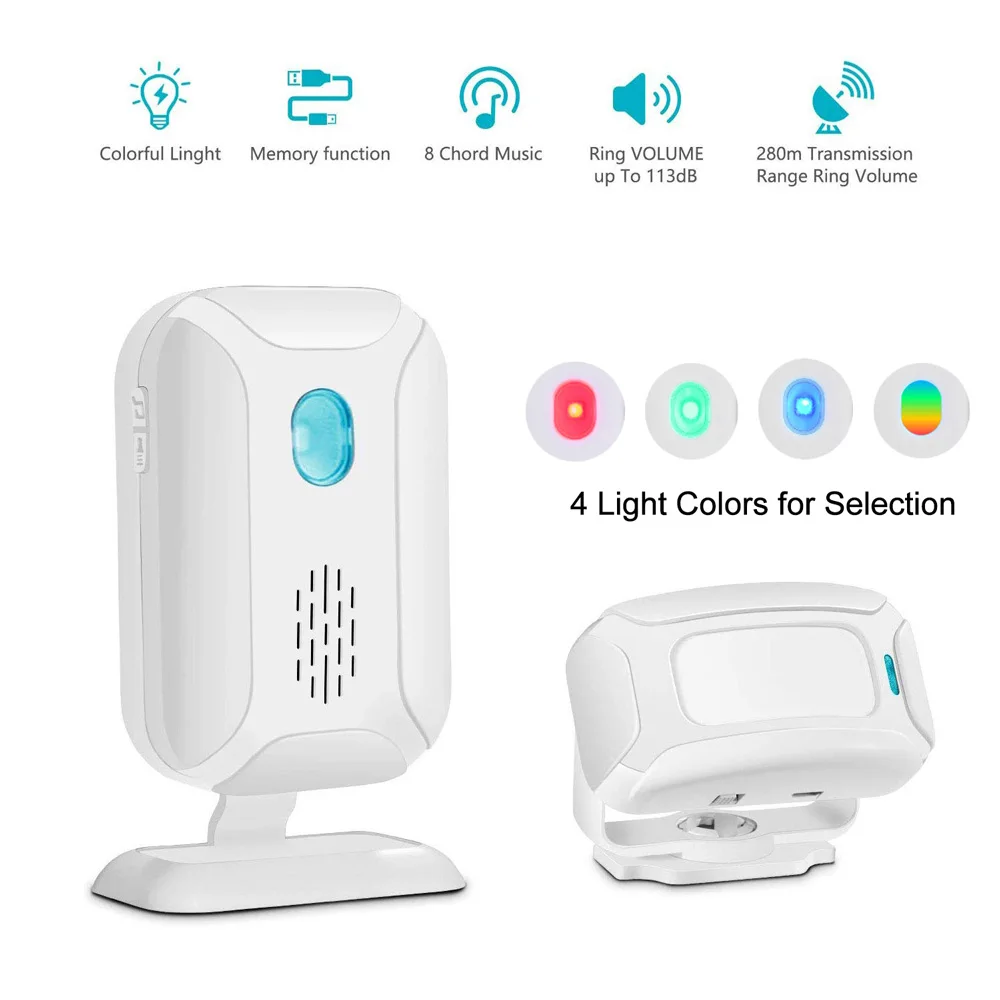 Wireless Motion Sensor Door Chime: Business Entry Doorbell Indoor Motion Detector Buzzer (500ft Range, 32 Tunes, 5 Level Volume) Store Entrance