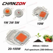 CHANZON High Power LED Chip Full Spectrum Grow Royal Blue 440nm Deep Red 660nm 1W 3W 5W 10W 20W 30W 50W 100W DIY Light for Plant