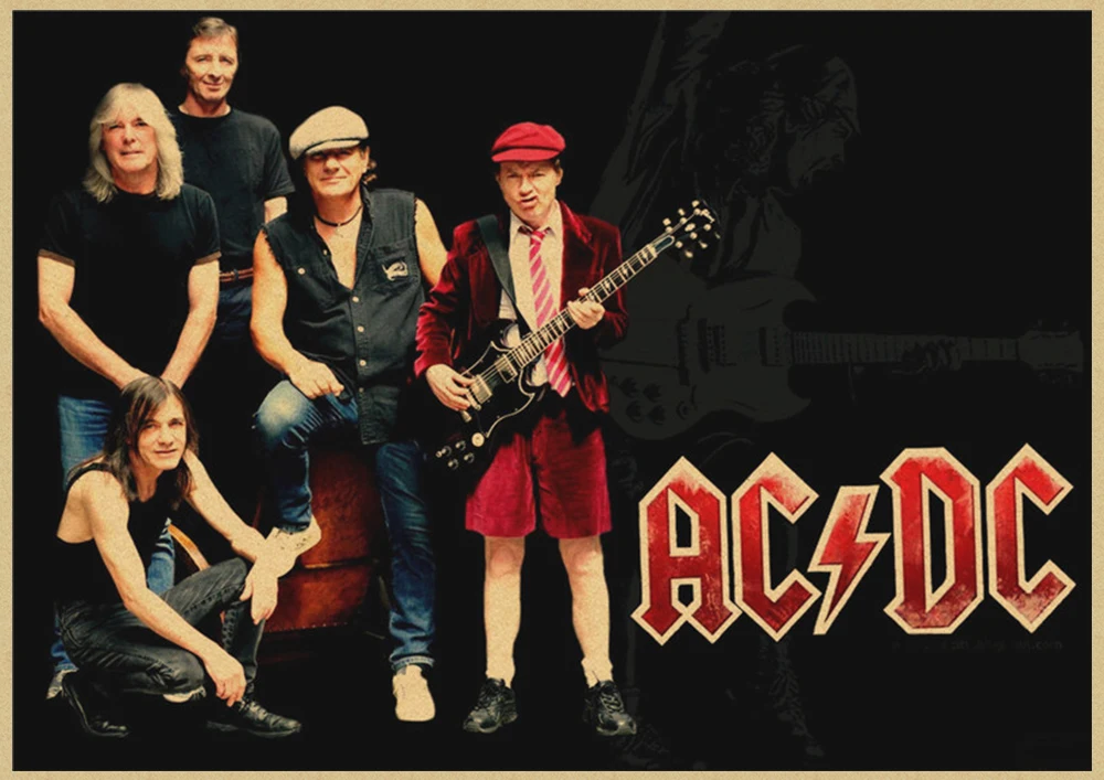Рок-Группа ACDC Malcolm Angus крафт-бумага винтажный настенный плакат стикер