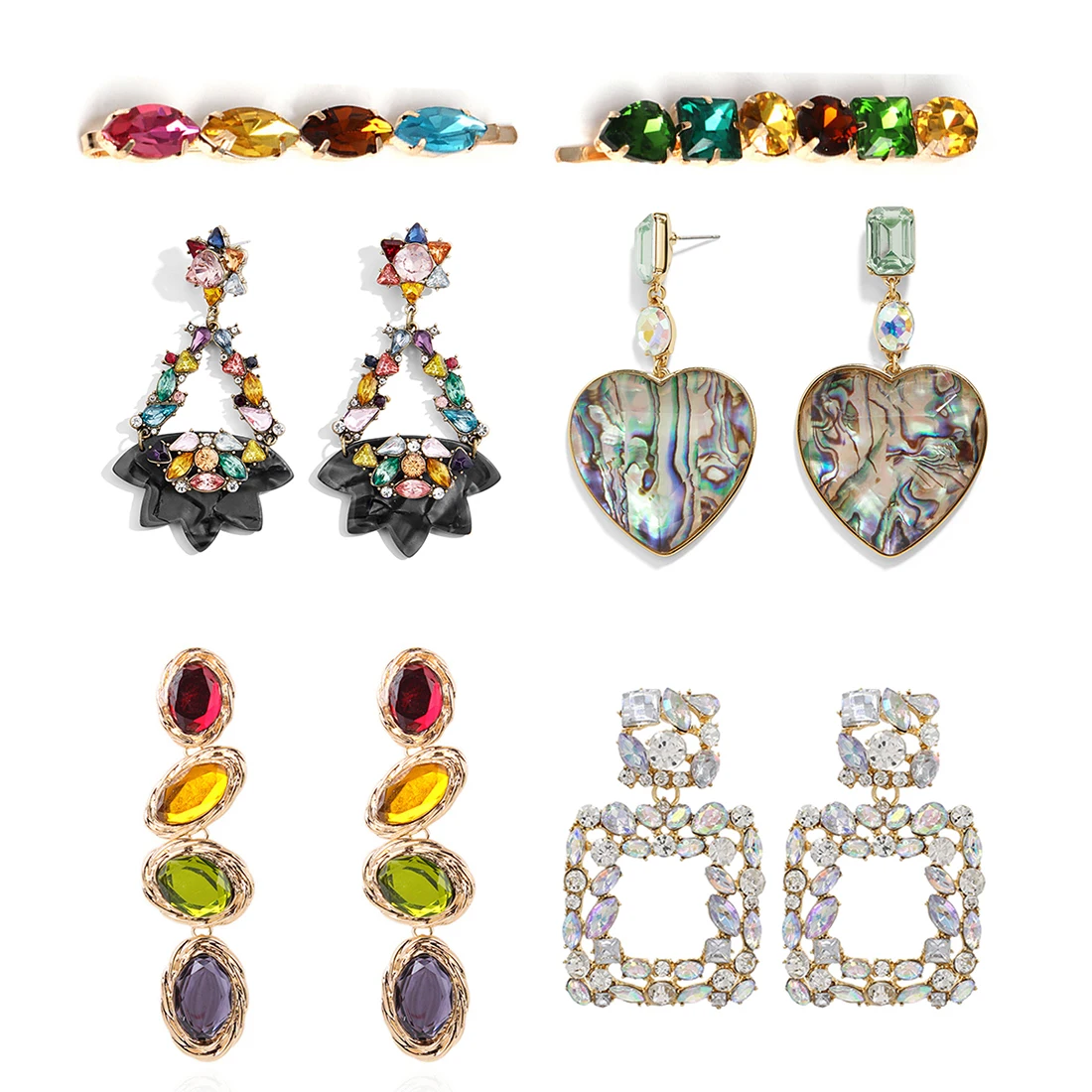

Multicolor Crystal Rhinestone Drop Earring for Women Fashion Za Luxury Flower Heart Big Dangle Earring Wedding Jewelry Brincos