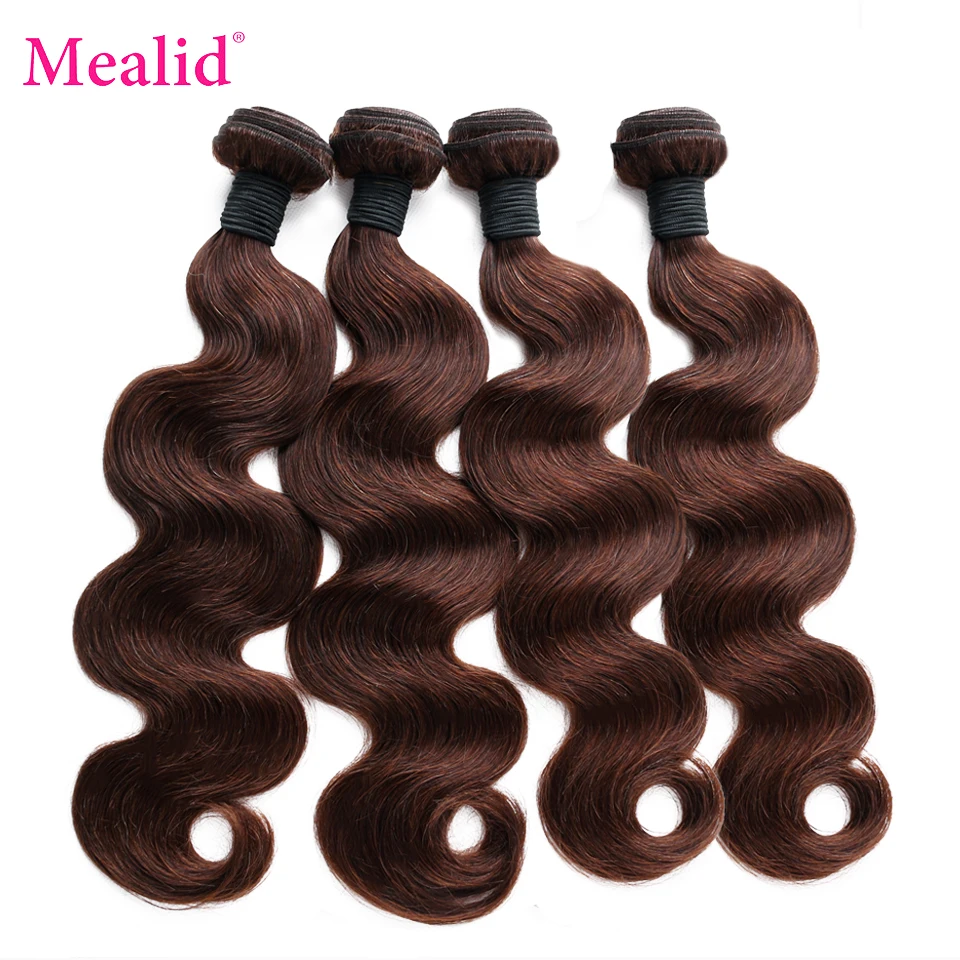 Mealid #2 #4 темно-коричневый Цвет волос на теле волны бразильский пучки волос плетение non-реми 100% натуральные волосы ткань Связки Расширение
