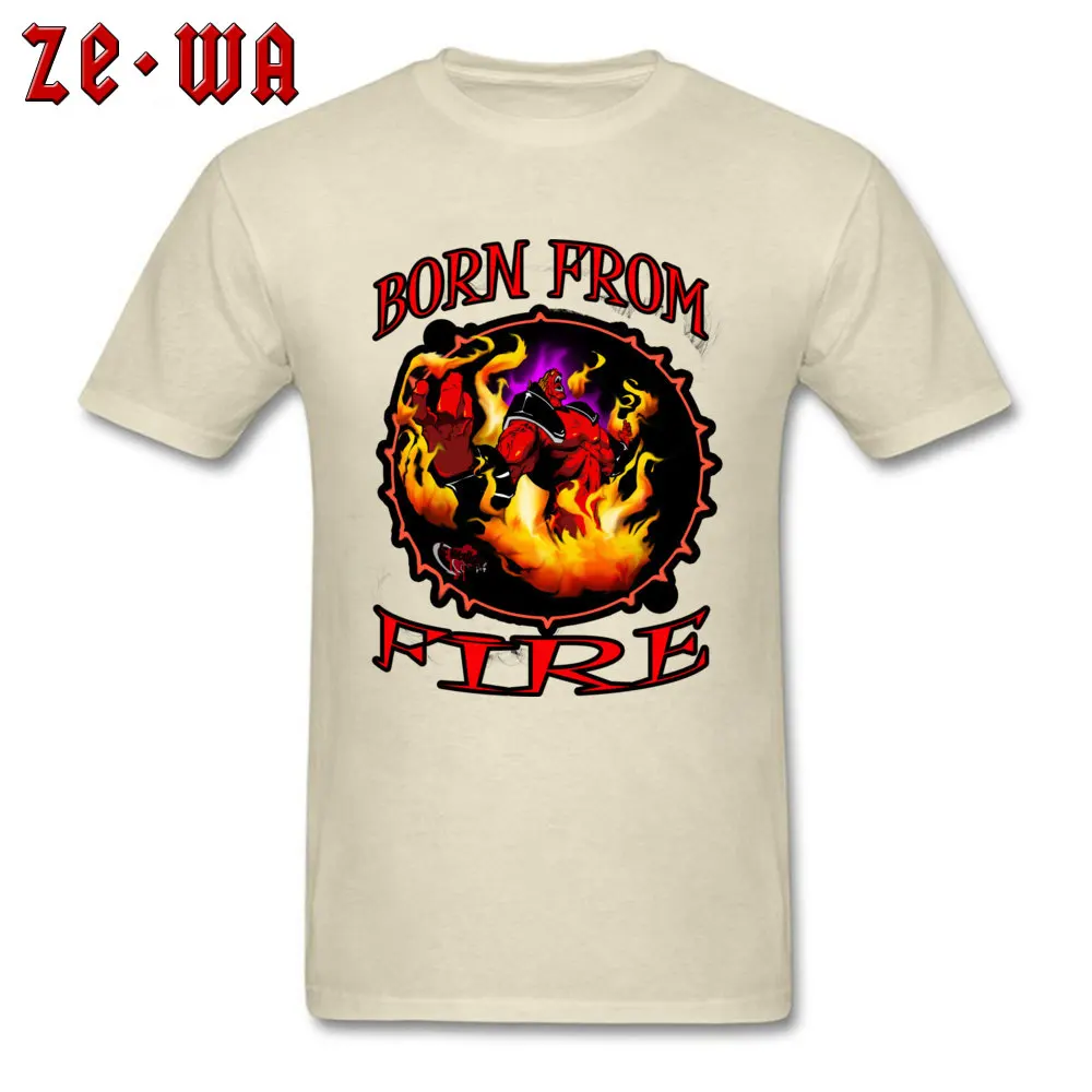 Custom Born from fire T Shirts Slim Fit Summer Fall Short Sleeve Crew Neck Tees 100% Cotton Fabric Man Camisa T Shirt Born from fire beige