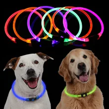 Регулируемый ошейник для собак Светодиодный ночной мигающий светящийся ошейник для собак из оптического волокна светодиодный светильник s m l
