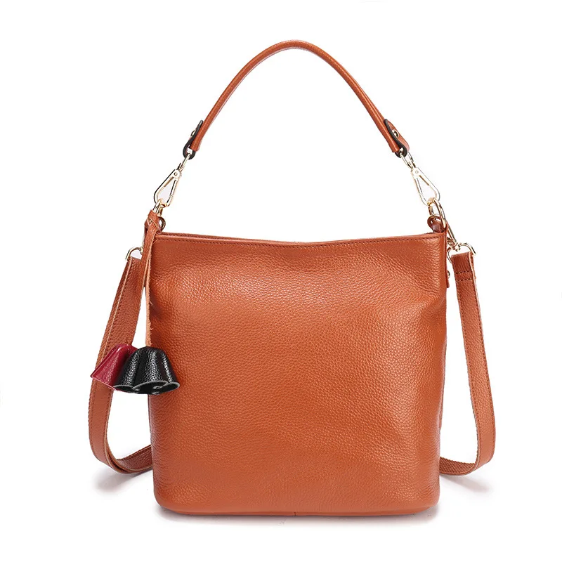 Genuine Leather Luxury Handbags Fashion Bucket Bag Ladies Shoulder Bags