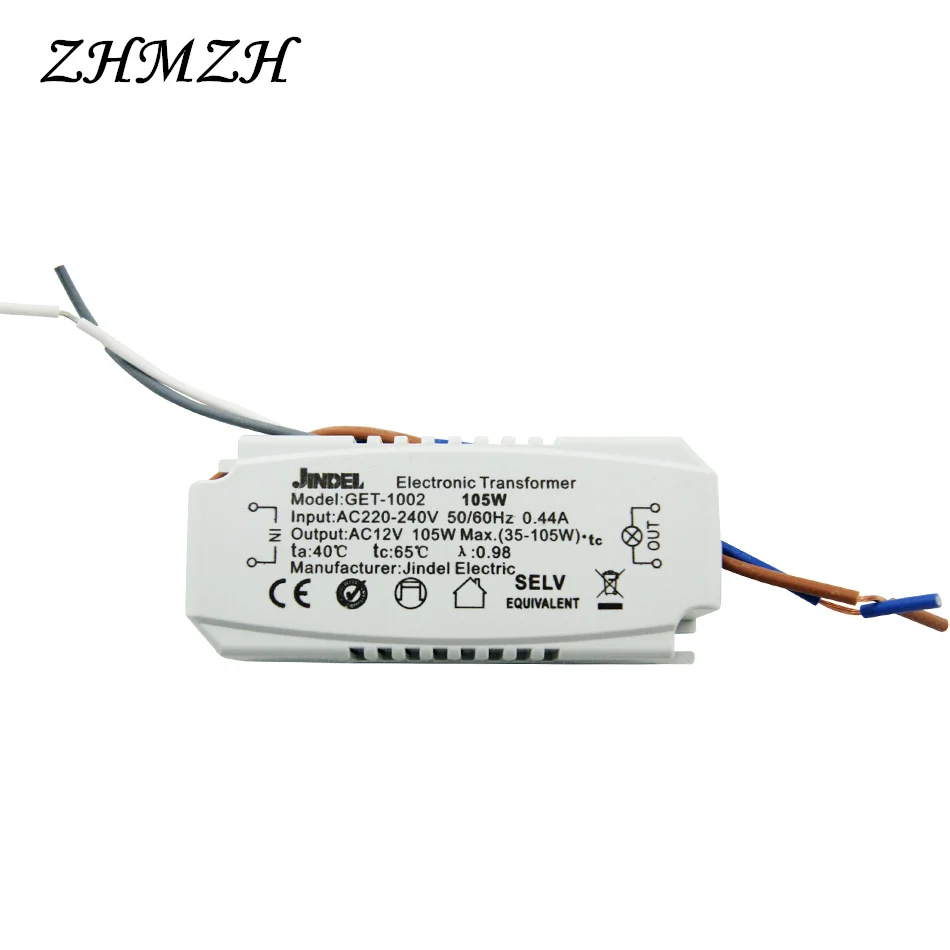 JINDELI AC220V к AC12V электронный трансформатор 60 Вт 105 Вт 120 Вт 160 Вт для G4 кристаллическая галогенная лампа шарик CE Трансформаторы освещения