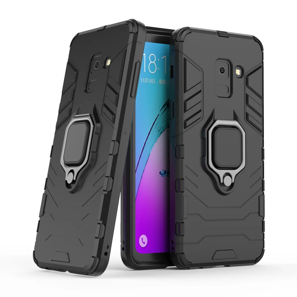 Роскошный защитный чехол с кольцом для Samsung Galaxy A7 A9 A8 2018 магнитной противоударной