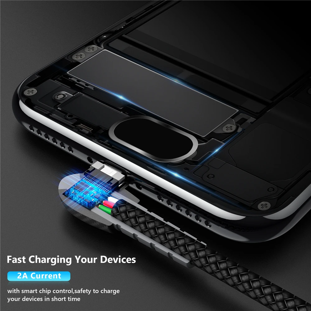 TIEGEM Cable Micro USB 2A de Cable de carga rápida de 90 grados de teléfono móvil USB Cable cargador para Samsung Xiaomi Huawei Android dispositivo