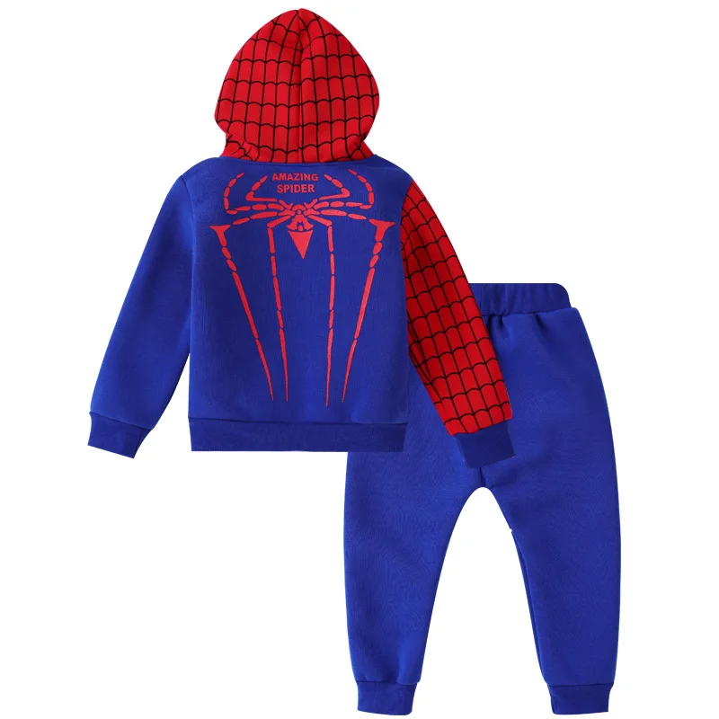 KEAIYOUHUO/детская одежда спортивный костюм для мальчиков коллекция года, зимняя одежда для мальчиков футболка с человеком-пауком+ штаны, комплект из 2 предметов комплект одежды для маленьких мальчиков