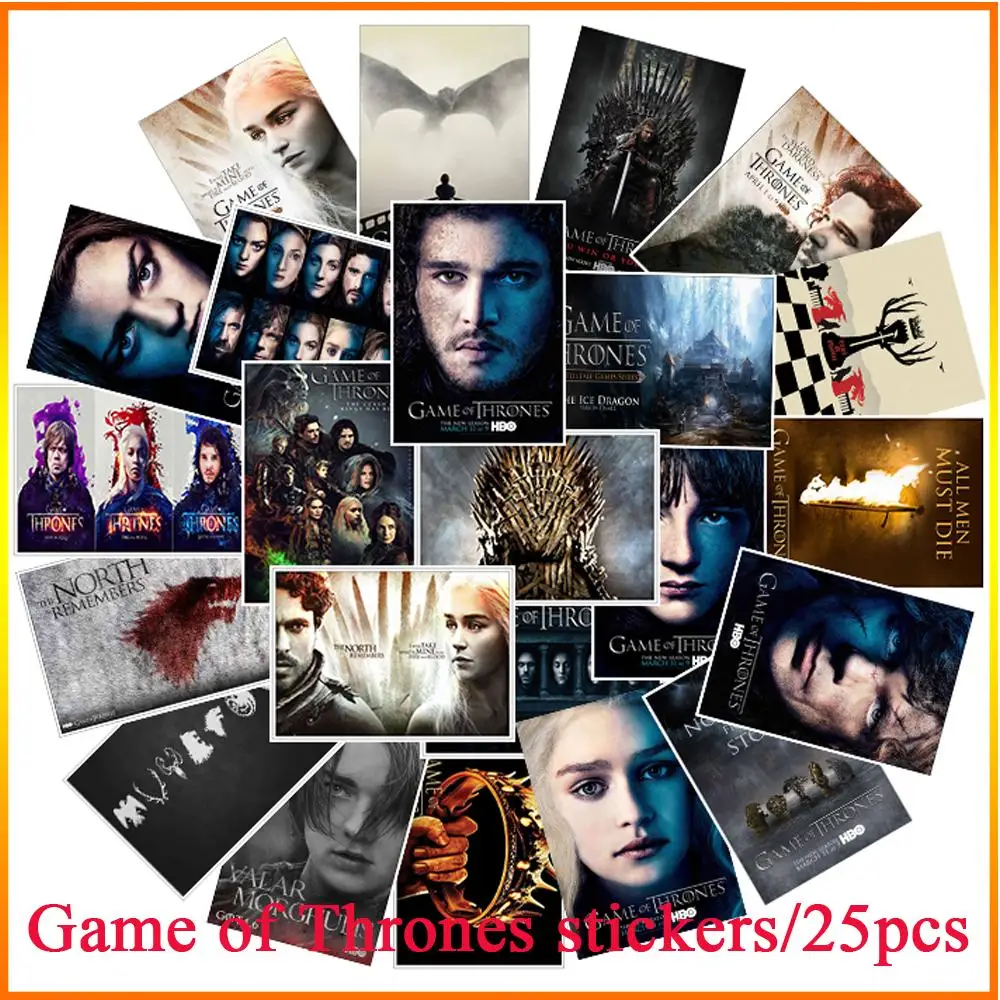 

25pcs/set TV series Game of Thrones For Computer PS4 Pad Phone Laptop TV Fridge Bicycle Waterproof Decal Sticker