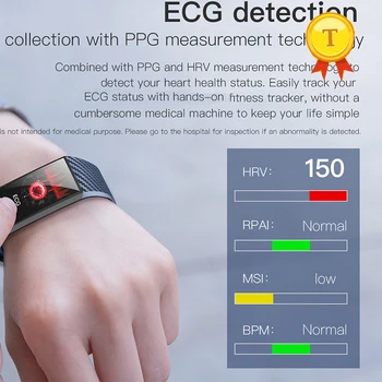 

2019 best selling young man youth healthy Alarm Smart Band Waterproof IP68 ECG ppg detection Heart Rate Blood Pressure Monitor