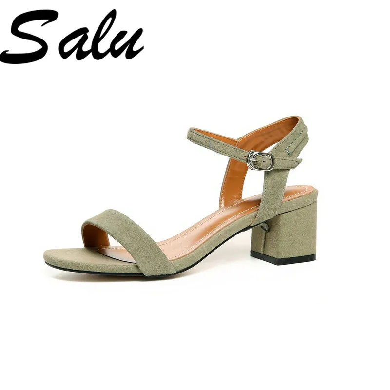 

Salu Women Sandals Hollow Design Comfortable Summer Shoes Women Black Genuine Leather High Quality Shoes Size 35-40