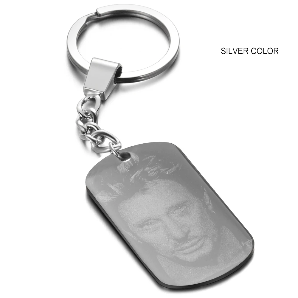 

Customized Engraved French Rocker Johnny Hallyday Personalized Photo Key Chain female male bijoux femme