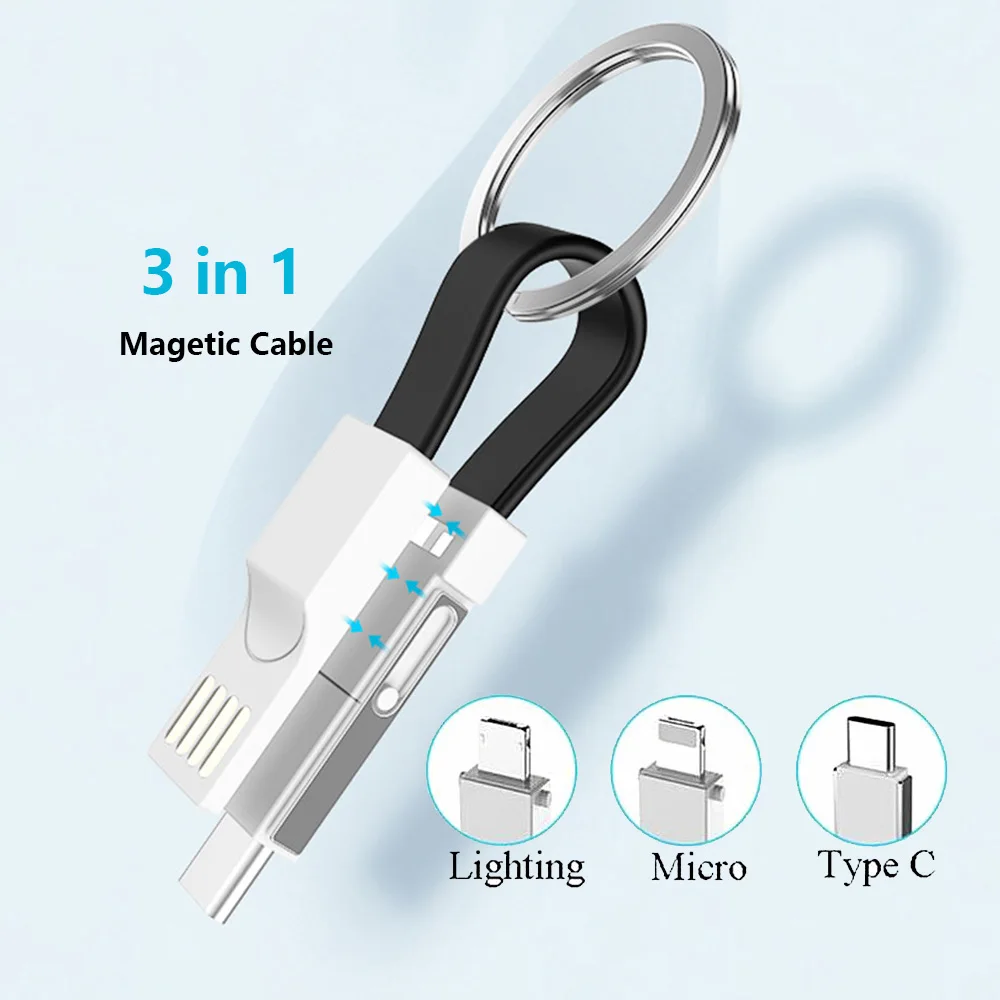 Многофункциональный 3 в 1 USB кабель для iPhone/type C/Micro usb зарядный кабель брелок Портативная зарядка кабель для синхронизации данных зарядное устройство