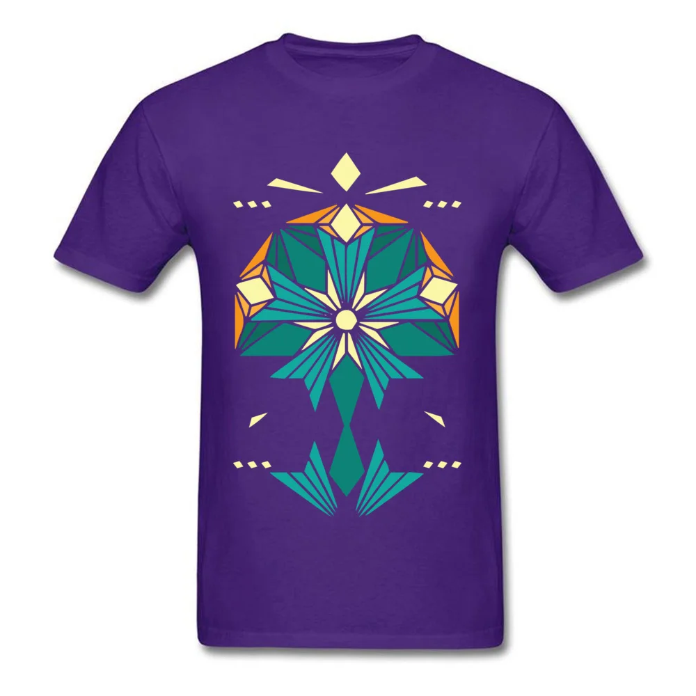 New Design geometric shine mandala Casual T Shirts Round Collar Pure Cotton Men Tops Shirts Short Sleeve Tee Shirts Summer/Fall geometric shine mandala purple