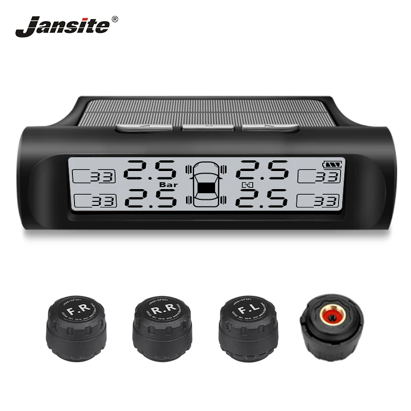 

Jansite tire pressure monitoring system sercuity alarm sensor solar system car security usb Temperature Warning for Toyota SUV