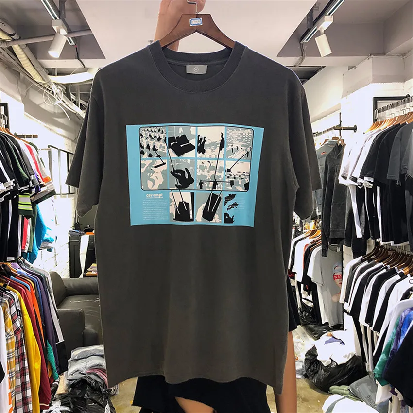

Grey/Red C.E Cavempt Tee 2019 Summer Spring New Men REFORMIST Cavempt Logo Print T-shirts Oversize Vintage Cotton T-shirts Hip