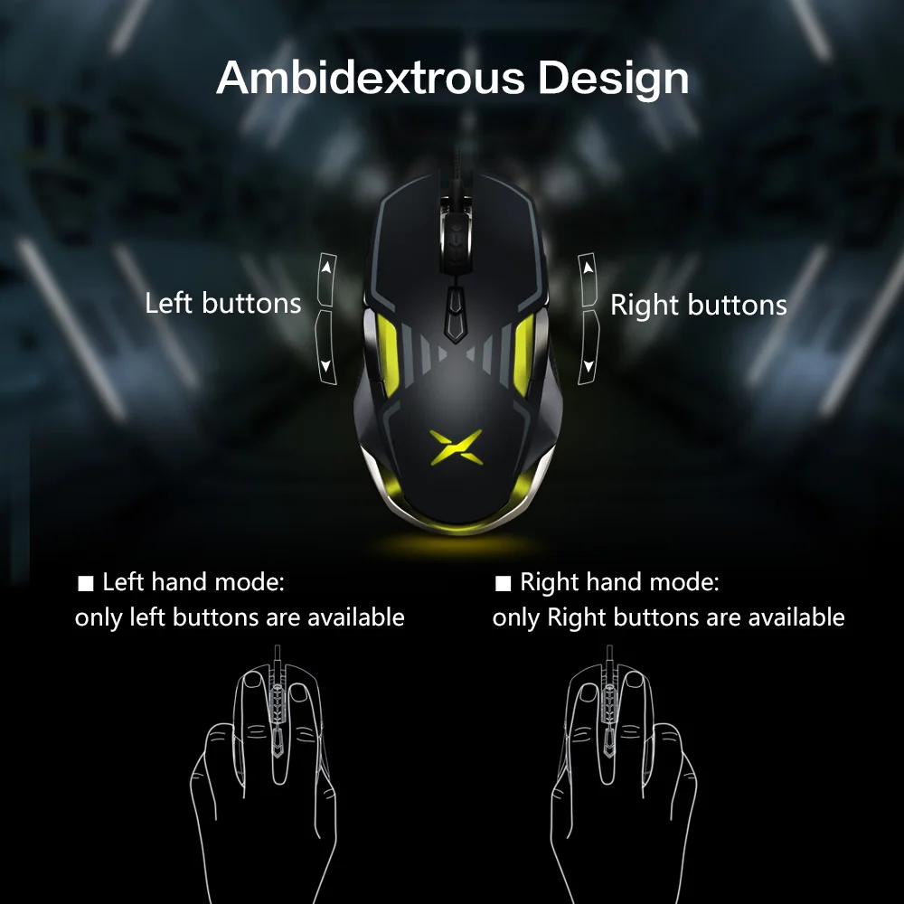 Delux M628 PMW3389 Sensor 16000 DPI Gaming Mouse 9 Buttons 50G ACC RGB Wired Optical Both Hands Mic