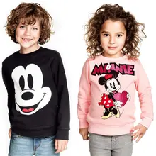 Новая футболка с Микки Маусом для мальчиков и девочек весенне-Осенние футболки с длинными рукавами и рисунком для детей, повседневная одежда с Минни детский свитер, Топ