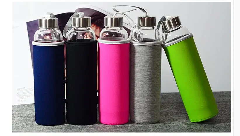 420 550ML New Stylish BPA Free Glass Sport Water Bottle with Tea Filter Infuser Protective Bag