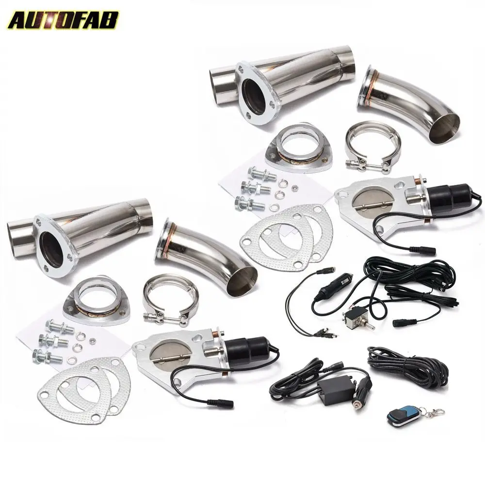 2 x Electric Exhaust Muffler Cut Out E-Cut Valve System Kit Remote Power /Manual Switch