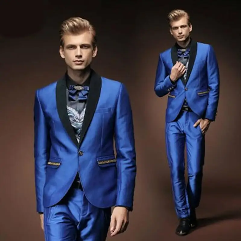 Custom Made Royal Blue Prom Men Suits Style Suits Slim Fit 2 Piece ...