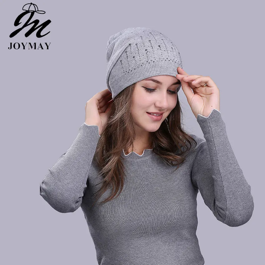 

Joymay Female Beanie Bonnet Autumn And Winter Caps Hip-hop Cap Rhinestone Hats For Women Beanies Balaclava Women Skullies W241