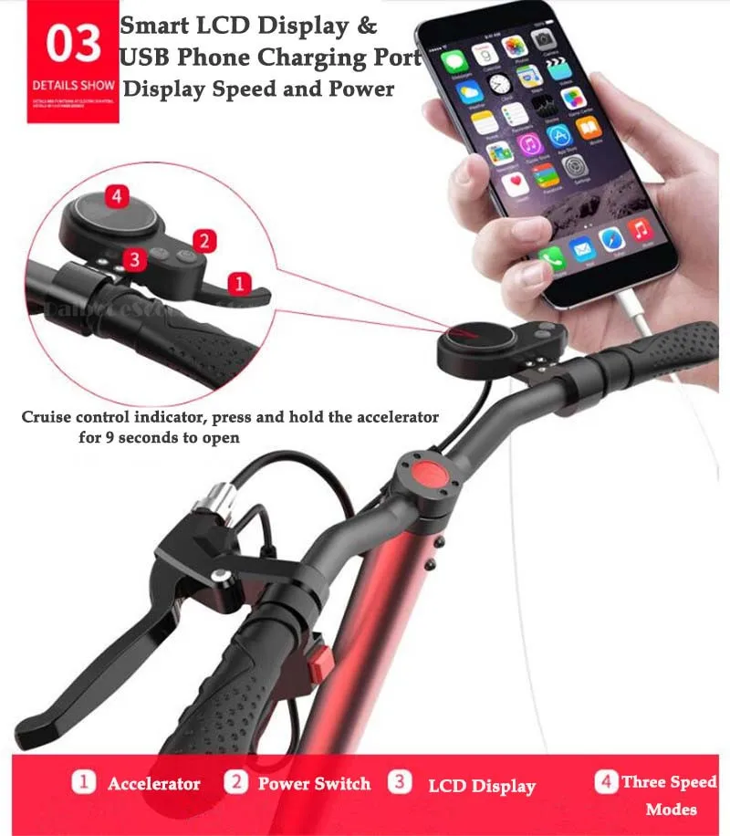 Daibot Electric Scooter Off Road 10 Inch Electric Scooters Brushless Motor 500W 48V Folding Electric Kick Scooter For Adults     (1)