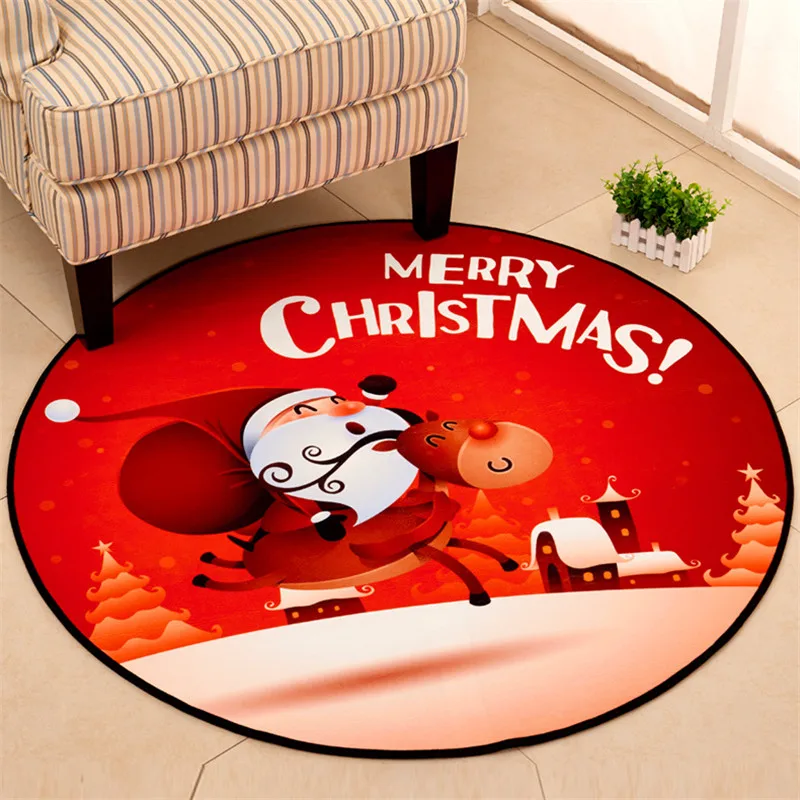 Рождественский круглый коврик для гостиной, спальни, домашний декоративный ковер, Детский мягкий игровой коврик